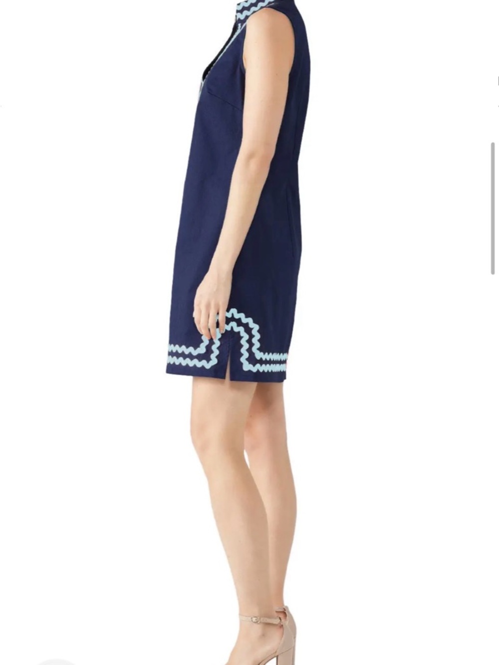 Sail to Sable Navy Tunic Dress with White Scalloped Trim - Picture 4 of 8